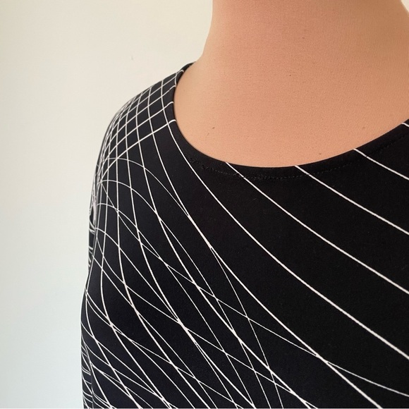 Norma Kamali Electric Circus Geometric Print Long Sleeve Jersey Shift Dress Sz L - Picture 5 of 9